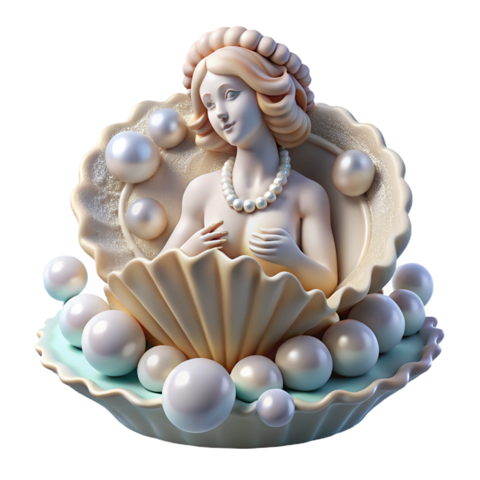 signature minimalist A beautiful Aphrodite emerging from the sea foam, seashells and pearls, soft lighting, classical style crisp png