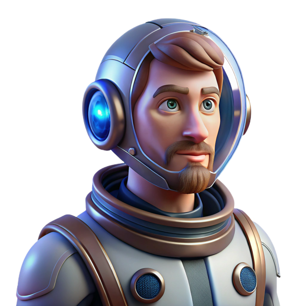 striking bohemian Portrait of a futuristic astronaut in a sleek spacesuit, gazing out at a distant planet. Cosmic lighting. Sci fi art style luxury png