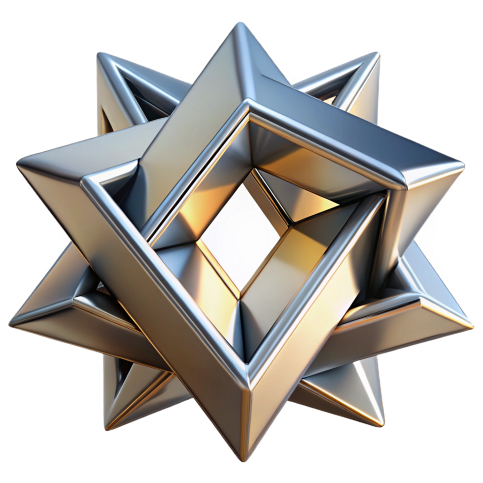serene joyful bohemian A dynamic composition of intersecting planes and angles, with a metallic texture, in a bold, geometric style, under harsh, directional lighting sharp png