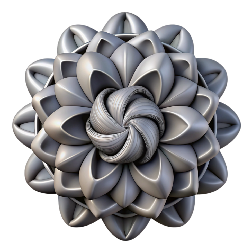 imaculado notável uma complexo fractal padrão, rendido dentro tons do cinza, com uma sutil textura e uma profundo, três dimensional aparência png