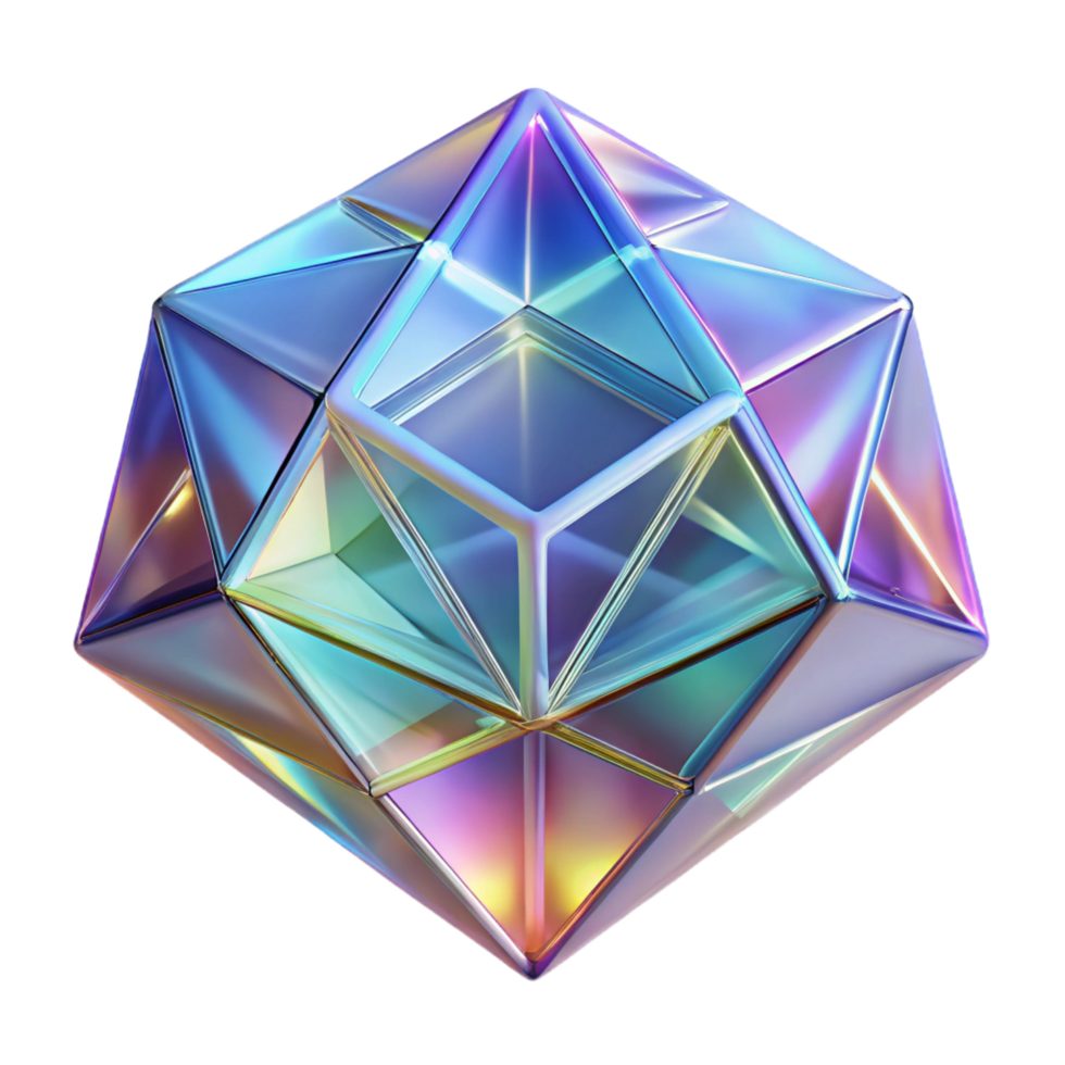 standout mid century A field of translucent, geometric prisms refracting light in a mesmerizing pattern, in a crystalline, optical art style refined png