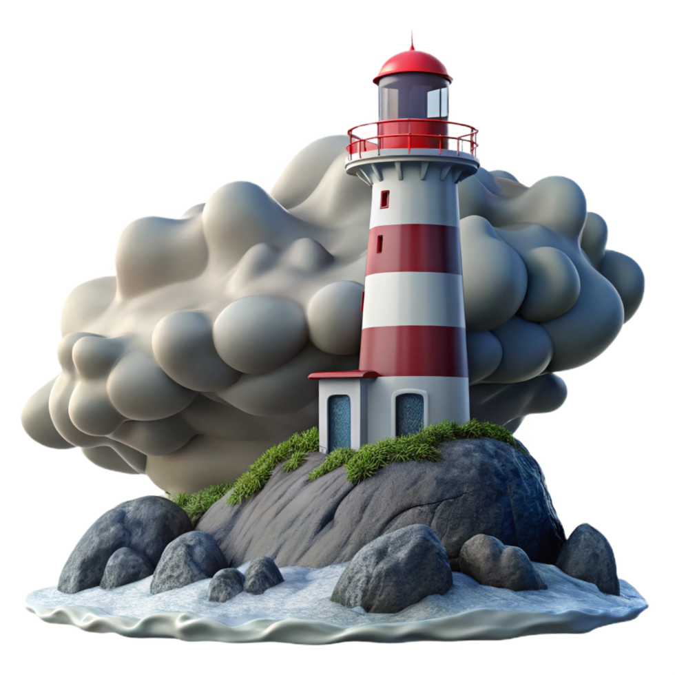 distinguished baroque A towering lighthouse on a rocky coast, dramatic storm clouds and crashing waves, photorealistic style gallery standard png