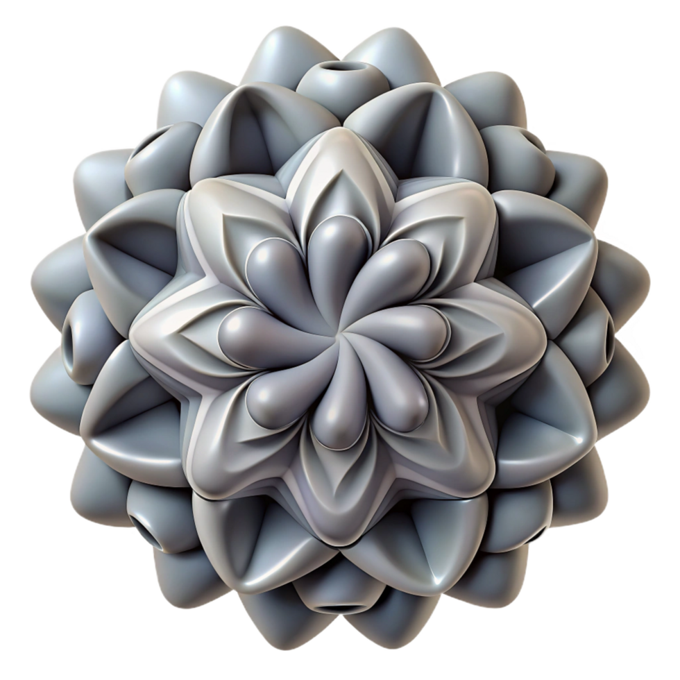 splendid acclaimed A complex fractal pattern, rendered in shades of grey, with a subtle texture and a deep, three dimensional appearance png