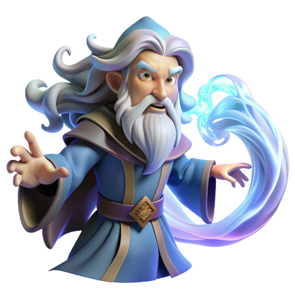 dramatic rustic A wise old wizard with a flowing white beard casting a spell amidst a swirling vortex of arcane energy, dynamic lighting, in a digital painting style high quality png