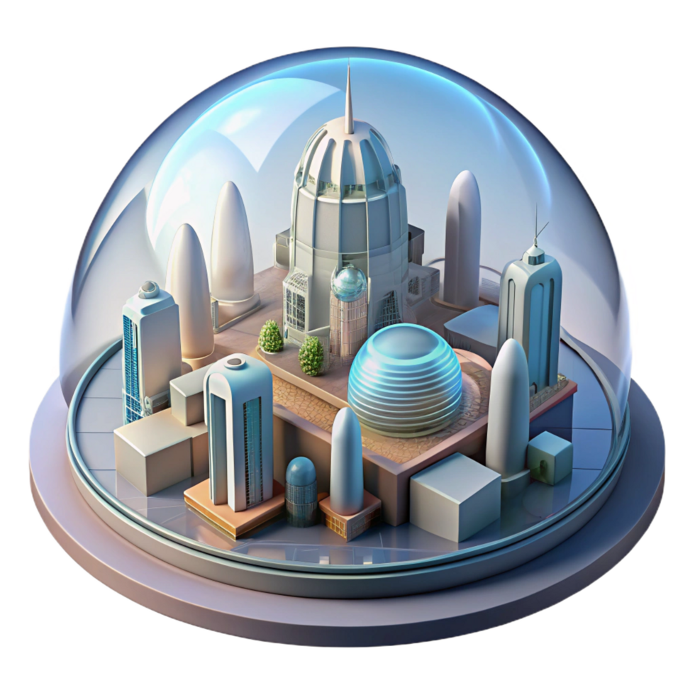 nostalgic alluring A futuristic city built inside a giant dome, intricate details, isometric view, cyberpunk style, refined png