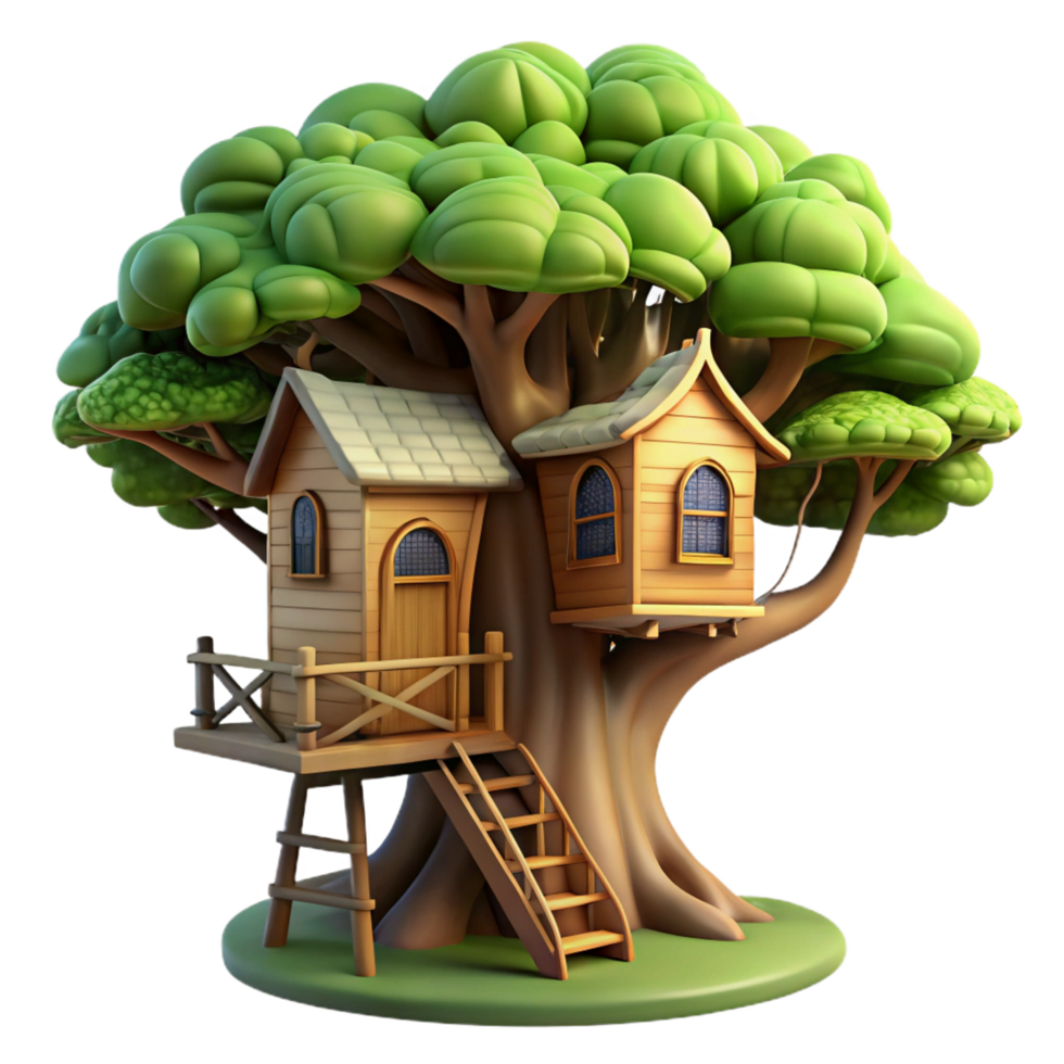 intense spectacular A treehouse built into a giant sequoia, dappled sunlight filtering through the leaves, fairytale style artisan png