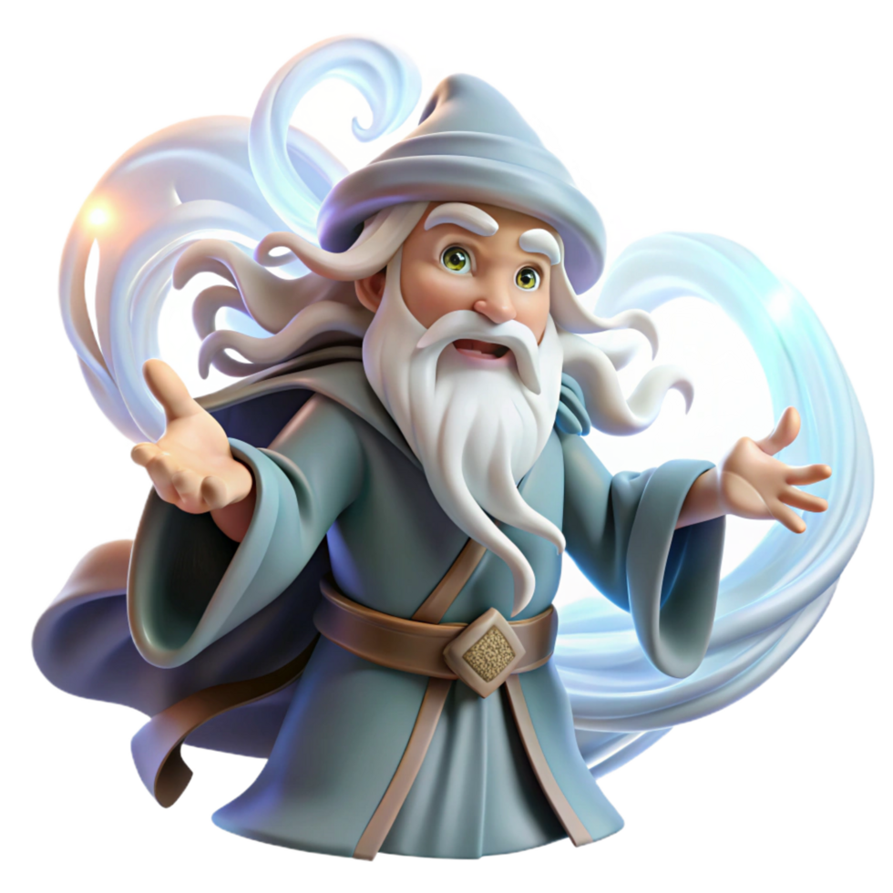 glorious minimalist A wise old wizard with a flowing white beard casting a spell amidst a swirling vortex of arcane energy, dynamic lighting, in a digital painting style refined png