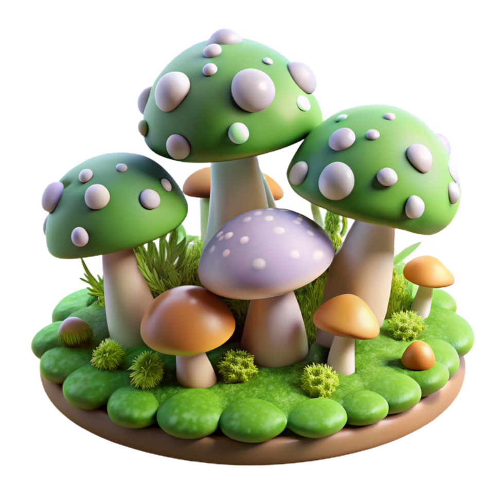 passionate breathtaking A mossy forest floor covered in mushrooms, fantasy style, soft, ethereal light high resolution png