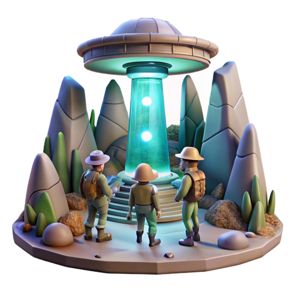 sought after baroque A group of explorers discovering a hidden alien temple, dramatic lighting, adventure style, concept art, genuine png