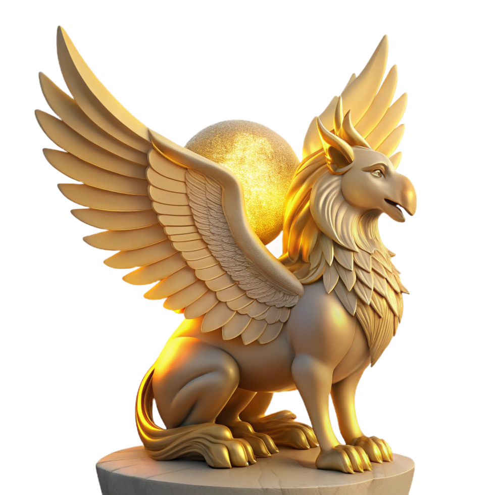 unparalleled nordic A majestic griffin perched atop Mount Olympus, bathed in golden sunlight, Art Nouveau style flawless png