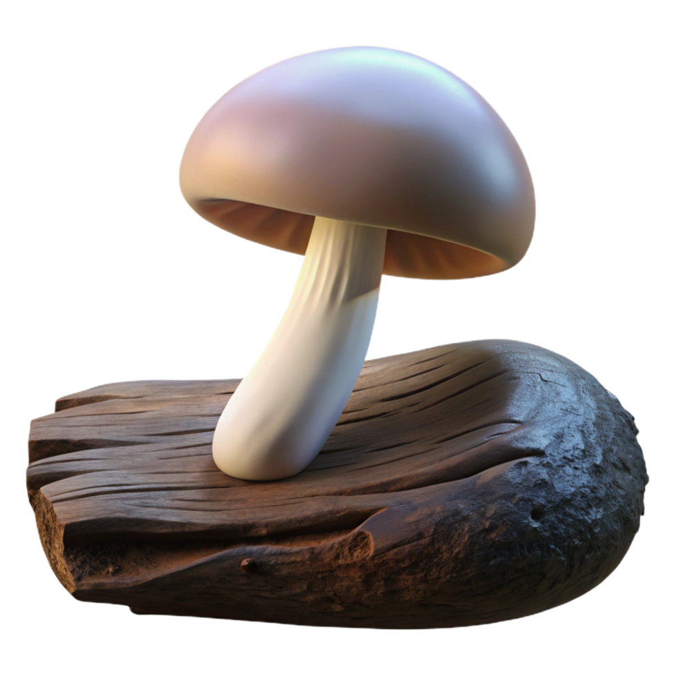 immaculate victorian A mushroom growing on a fallen log, close up, dark and moody lighting, macro photography style elite png