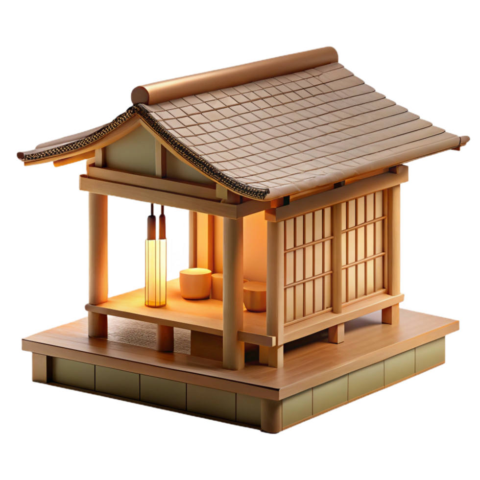 spectacular minimalist A minimalist Japanese tea house, bamboo and wood, soft natural light, serene atmosphere, watercolor style, detailed png