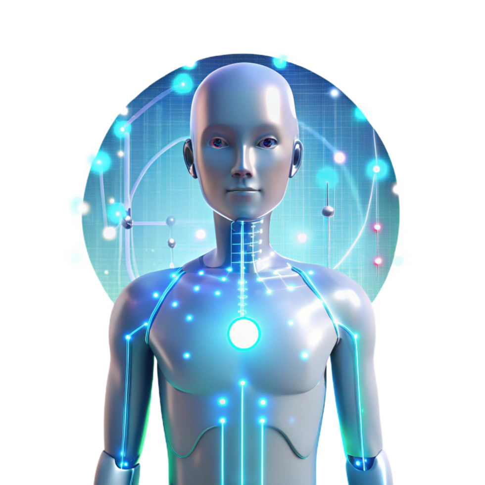 rare contemporary A transparent human figure with glowing circuitry visible beneath the skin, surrounded by data streams, illuminated by a soft white light, in a cyberpunk style ultra HD png