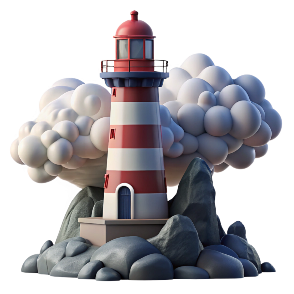 elegant dreamy tropical A towering lighthouse on a rocky coast, dramatic storm clouds and crashing waves, photorealistic style fine detail png