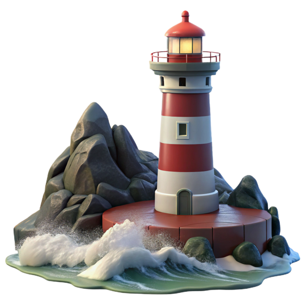 captivating signature A towering lighthouse on a rocky coast, dramatic waves crashing, stormy weather, dramatic lighting, realistic, png