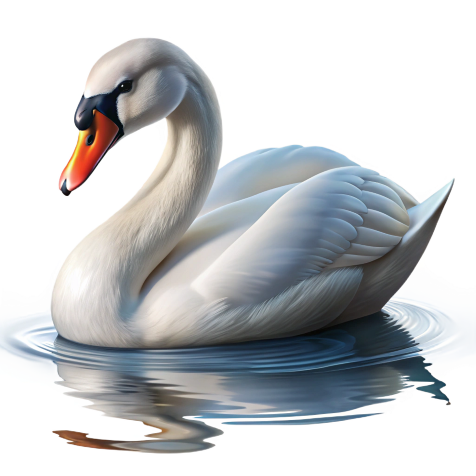 inspired renaissance Portrait of a graceful swan gliding across a still lake. Soft, reflective lighting. Nature photography style 8K png