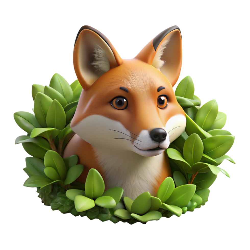 hypnotic urban Portrait of a curious fox peering through the bushes, soft forest lighting, wildlife photography style crisp png