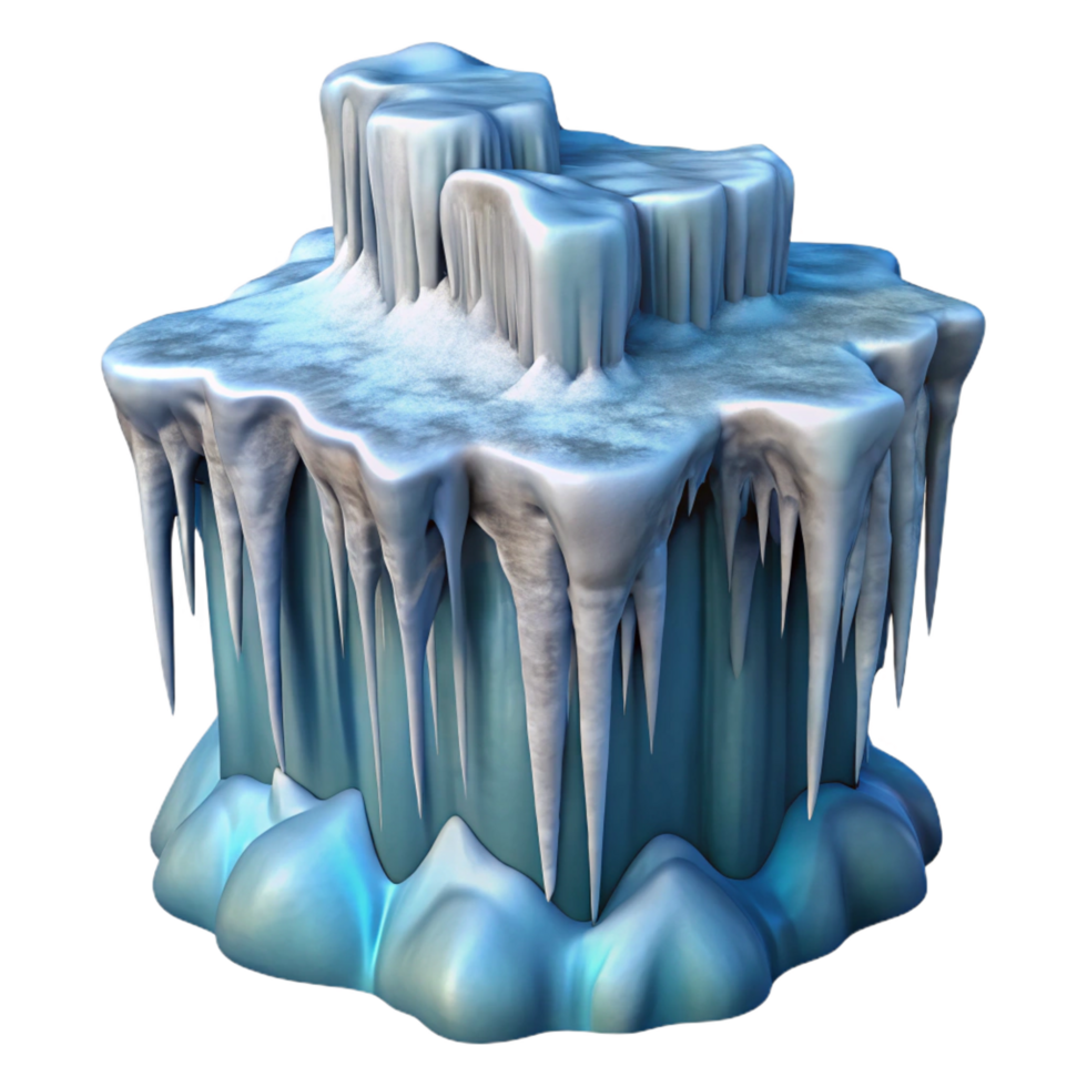 radiant quintessential A frozen waterfall with icicles, crisp winter light, photorealistic style png