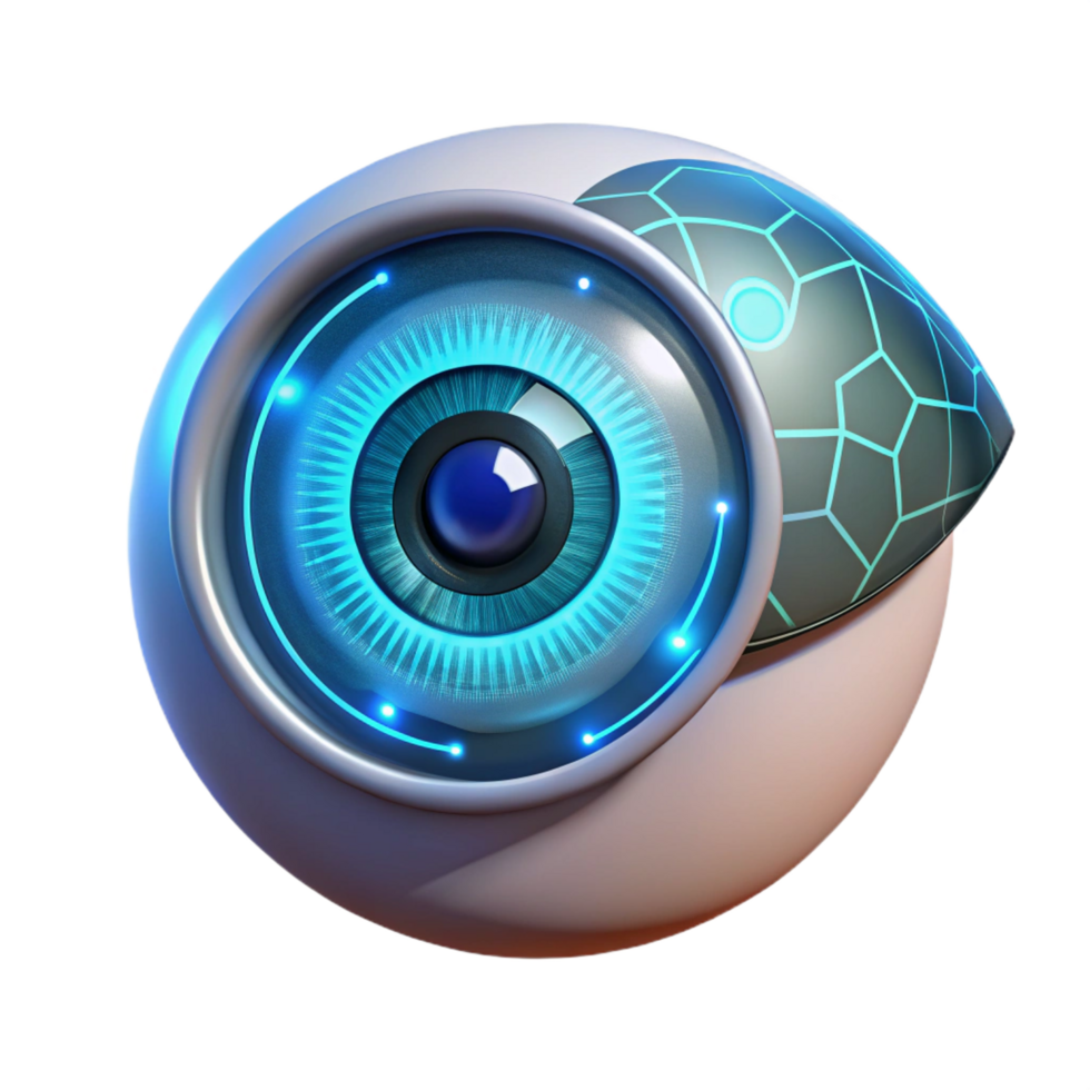 sumptuous peaceful nordic A digital representation of a human eye, iris scanning and analyzing data, illuminated by glowing binary code, in a futuristic, biometric style exclusive png