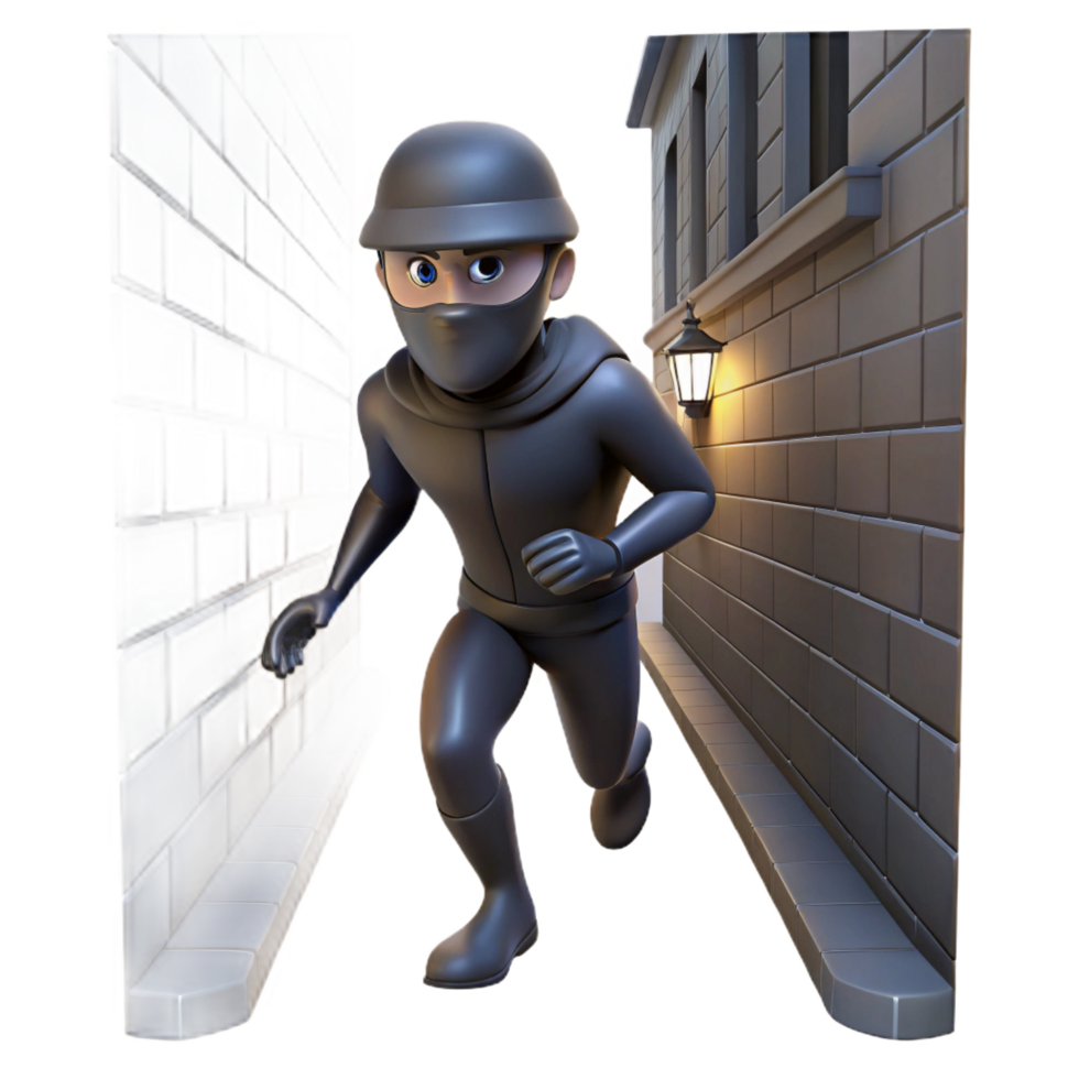 harmonious breathtaking A cunning rogue sneaking through a shadowed alleyway, dim lighting, noir style museum quality png