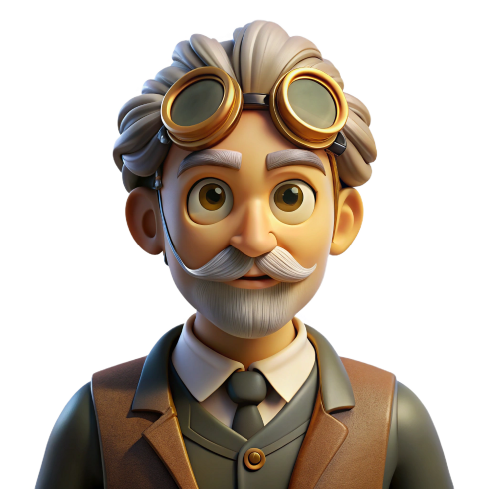 gorgeous celebrated Portrait of an elderly clockmaker with intricate goggles, warm candlelight, steampunk style png