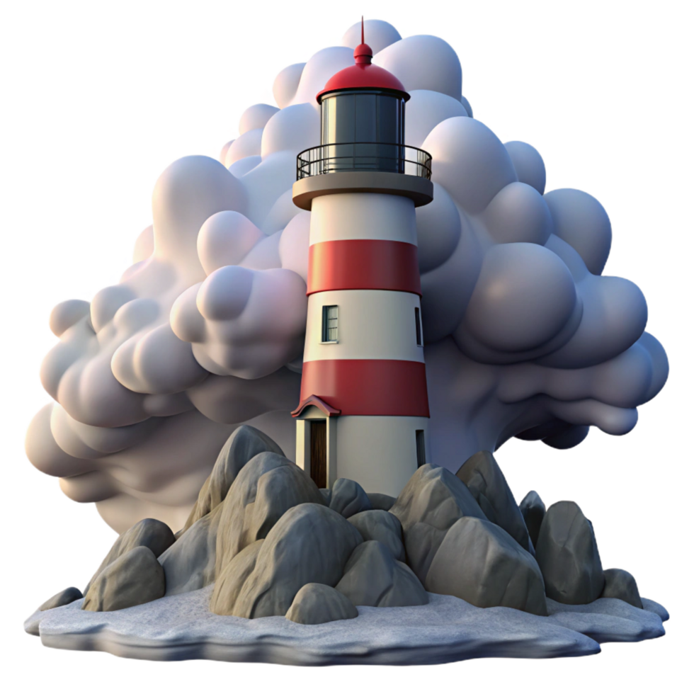 exquisite classic A towering lighthouse on a rocky coast, dramatic storm clouds and crashing waves, photorealistic style museum quality png