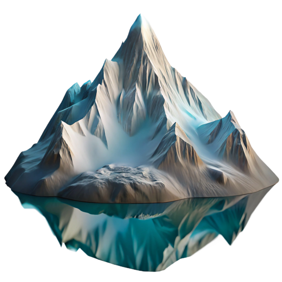 fascinating bohemian A majestic snow capped mountain peak, reflecting in a crystal clear alpine lake, Art Deco style artisan png