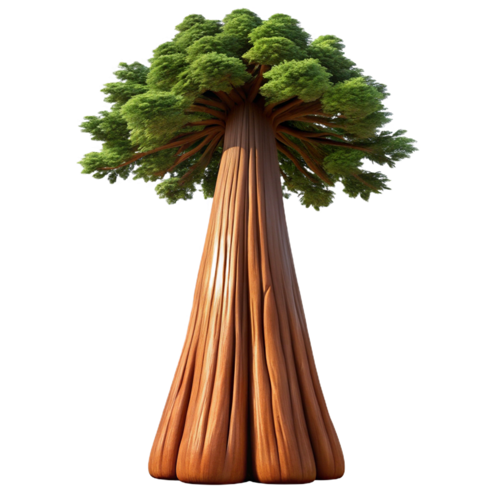 iconic tropical A giant sequoia tree, viewed from below, dappled sunlight, photorealistic style ultra HD png