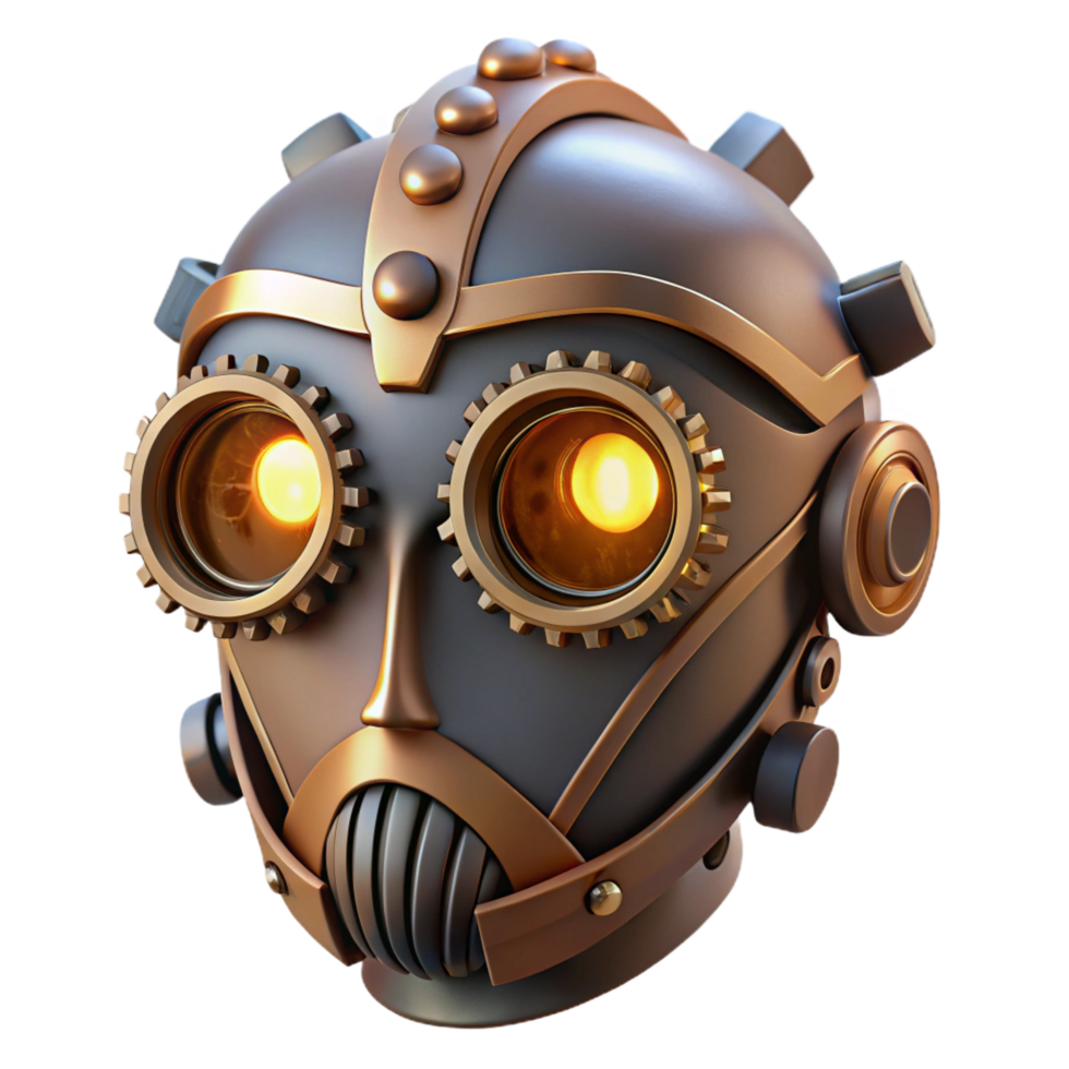 splendid timeless A mysterious steampunk mask, intricate gears and lenses, concealing the wearer s identity, dramatic chiaroscuro lighting, gothic style png