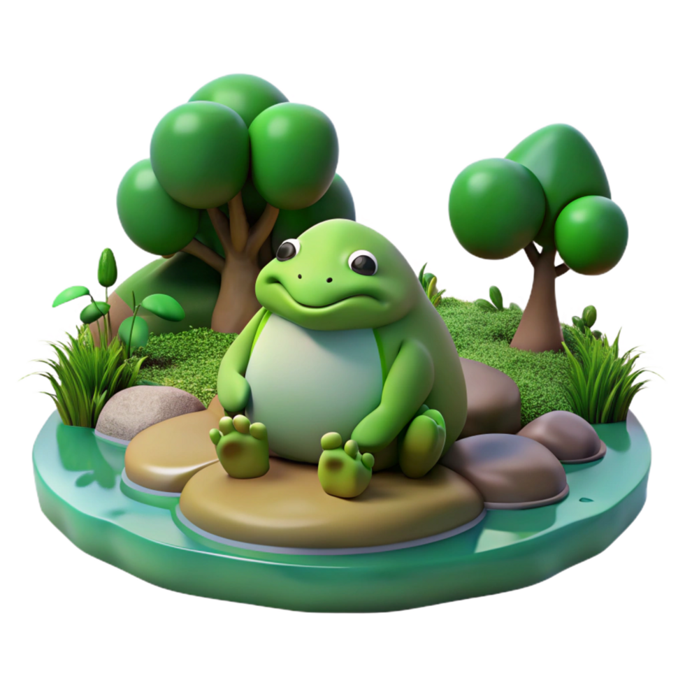 spectacular ethereal traditional A serene kappa resting by a riverbank, lush vegetation, soft lighting, Japanese folklore style masterfully captured png