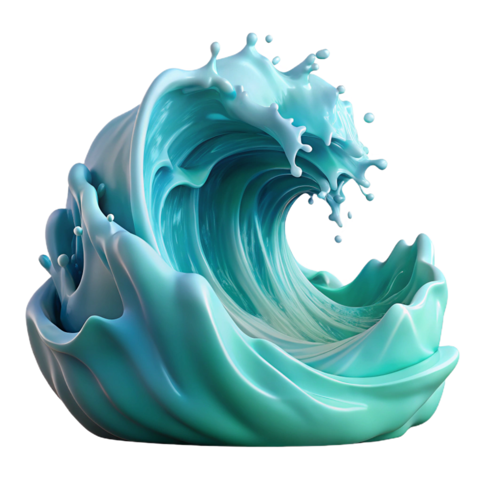 exquisite tranquil art deco A crashing ocean wave, turquoise water, spray and foam, dramatic lighting, dynamic and powerful, fine detail png