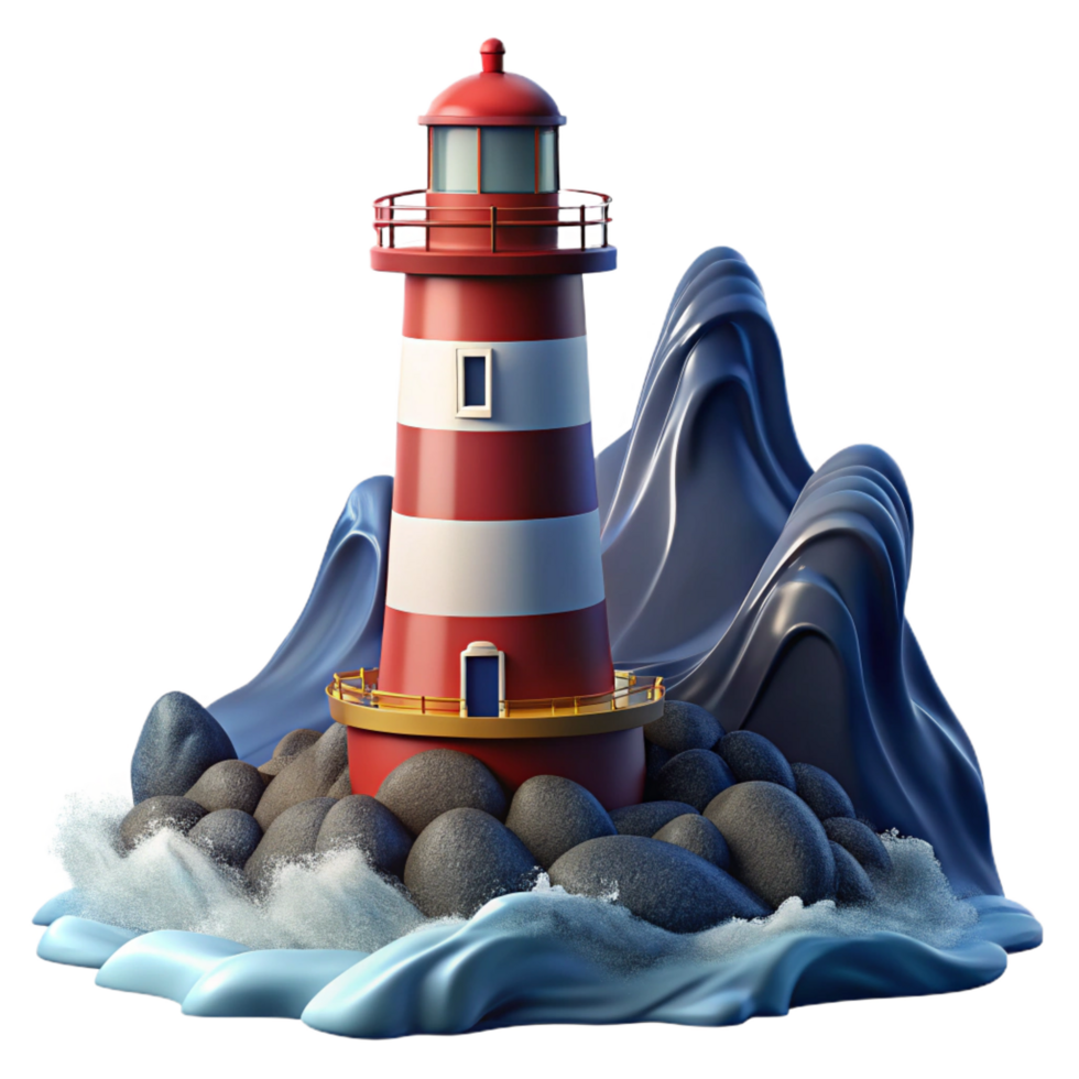 impressive nostalgic rustic A towering lighthouse on a rocky coast, dramatic waves crashing, stormy weather, dramatic lighting, realistic, 4K png