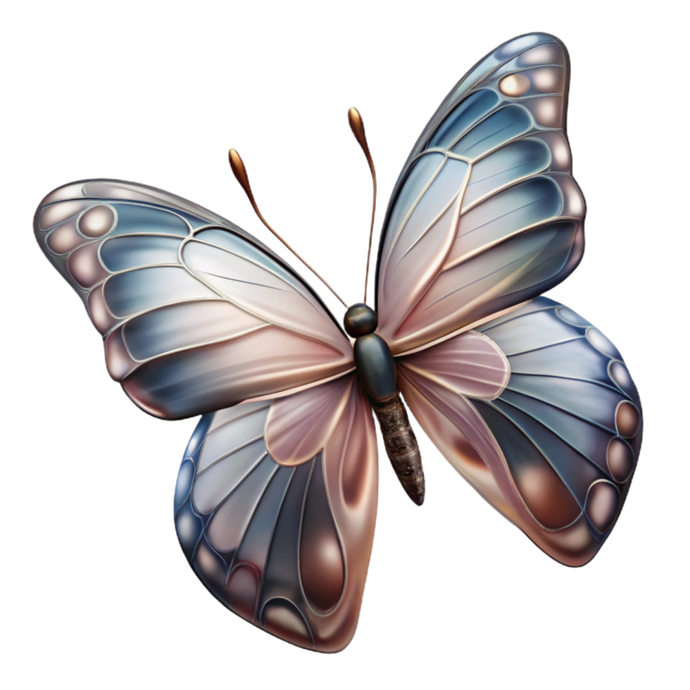 enchanting distinctive Portrait of a delicate butterfly with intricate wing patterns, lit by soft natural light, macro photography style png