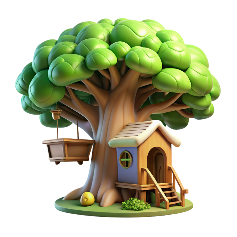 striking memorable A treehouse built into a giant sequoia, dappled sunlight filtering through the leaves, fairytale style png
