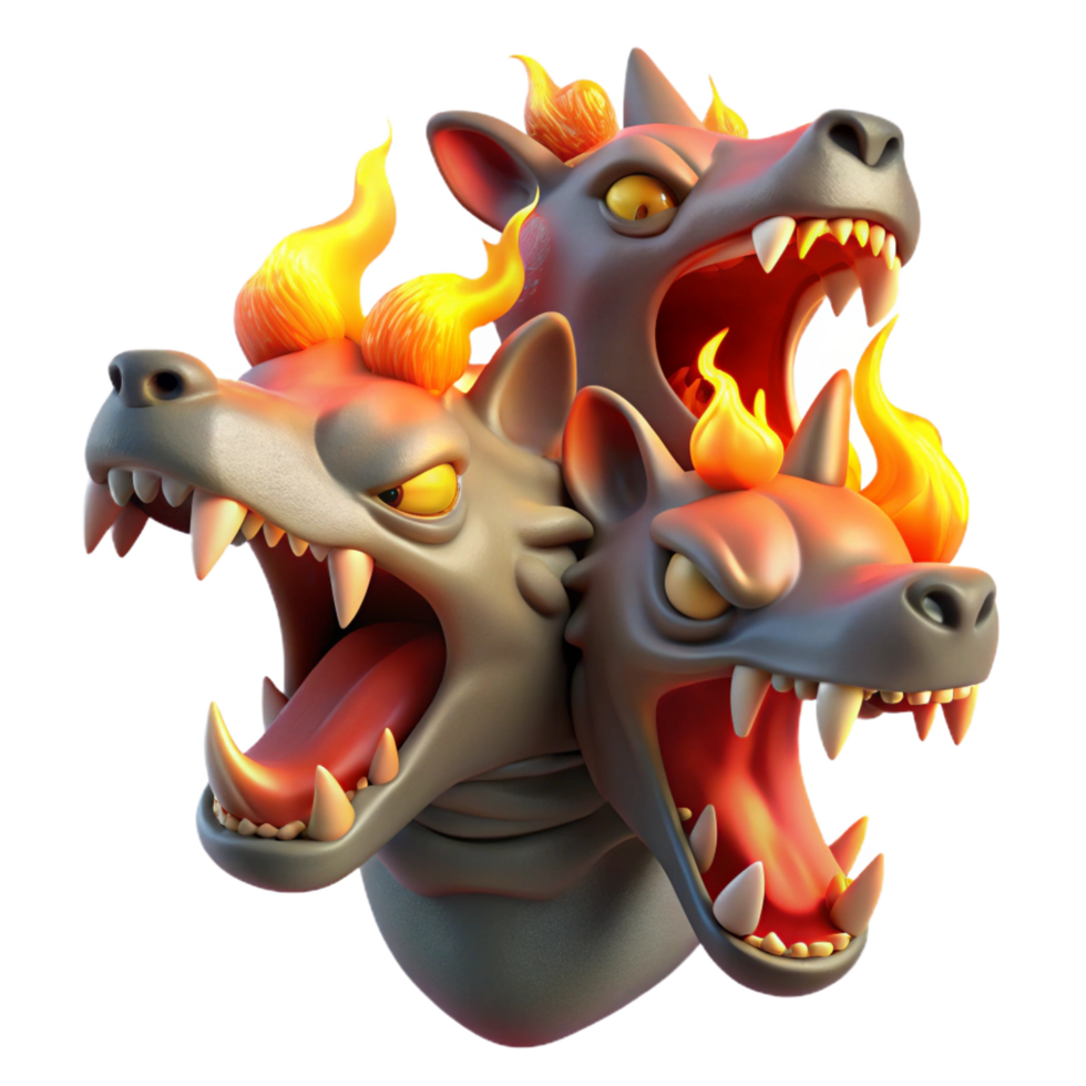 enchanting bohemian A chimera breathing fire, multiple heads snarling, Surrealist style, vibrant, otherworldly lighting, perfect clarity png