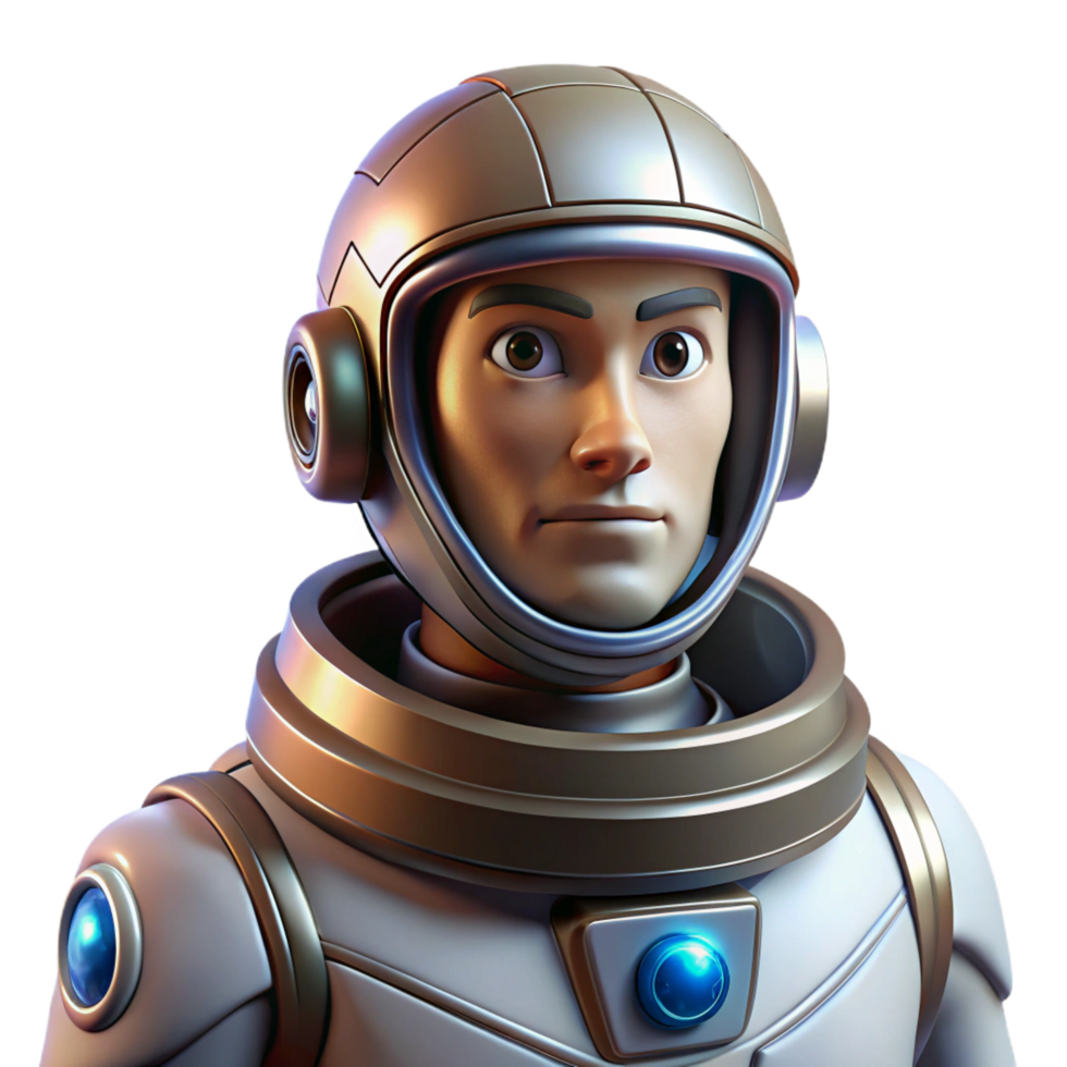 striking passionate impressionist Portrait of a futuristic astronaut in a sleek spacesuit, their visor reflecting a distant planet, lit by the harsh glare of a nearby star crisp png