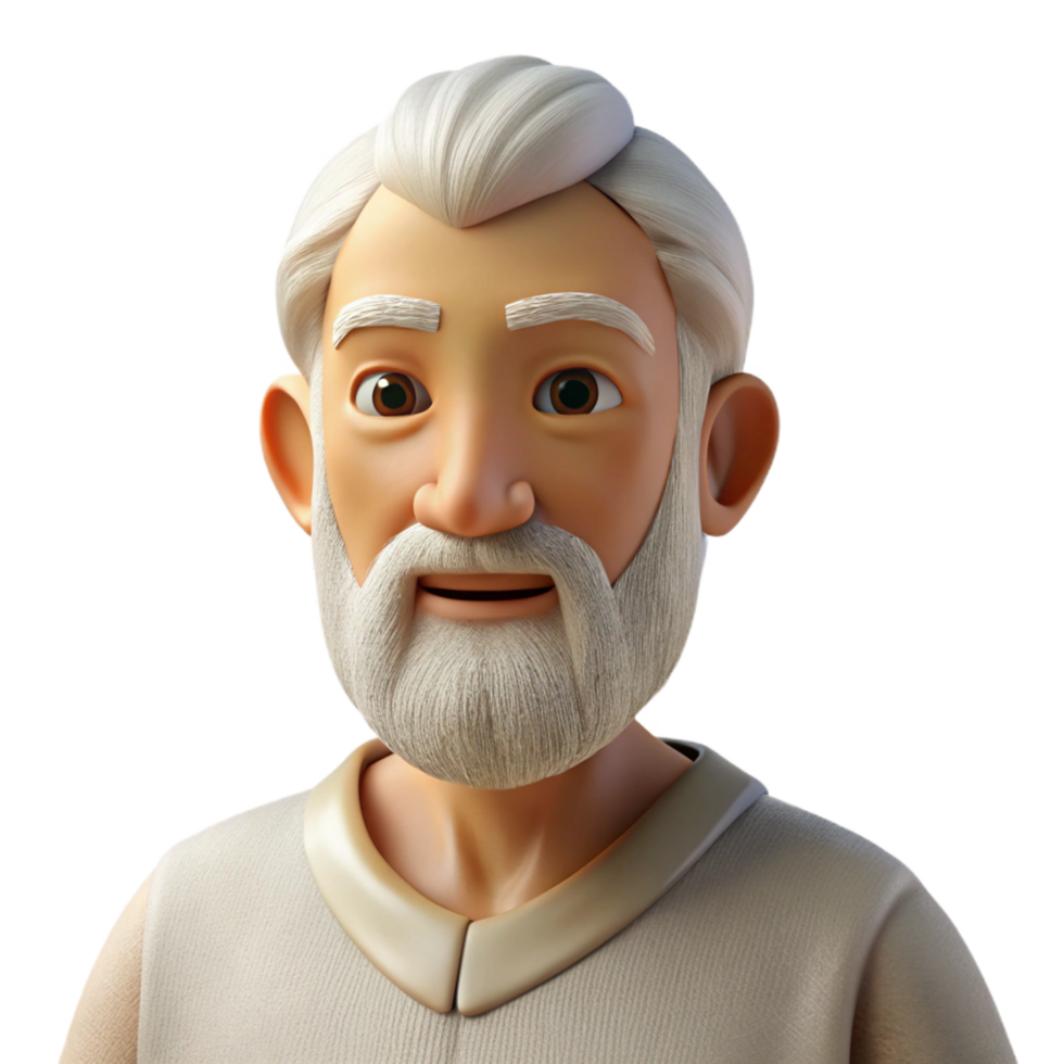 splendid sought after Portrait of an elderly man with weathered skin and a long white beard, wearing a simple linen tunic, lit by soft, diffused natural light png