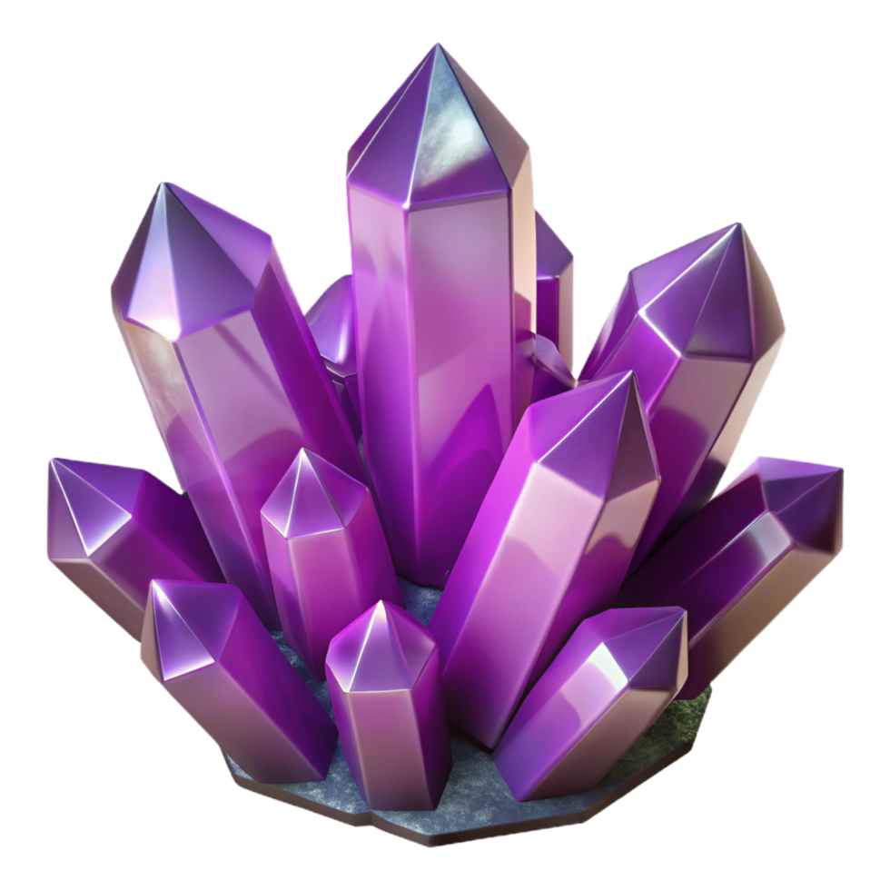 mysterious hypnotic A cluster of amethyst crystals, sparkling and multifaceted, dramatic lighting, geological detail, perfect clarity png