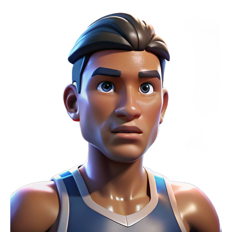 standout baroque Portrait of a determined athlete with sweat dripping down their face and a focused gaze, lit by bright stadium lights, sports photography style 8K png