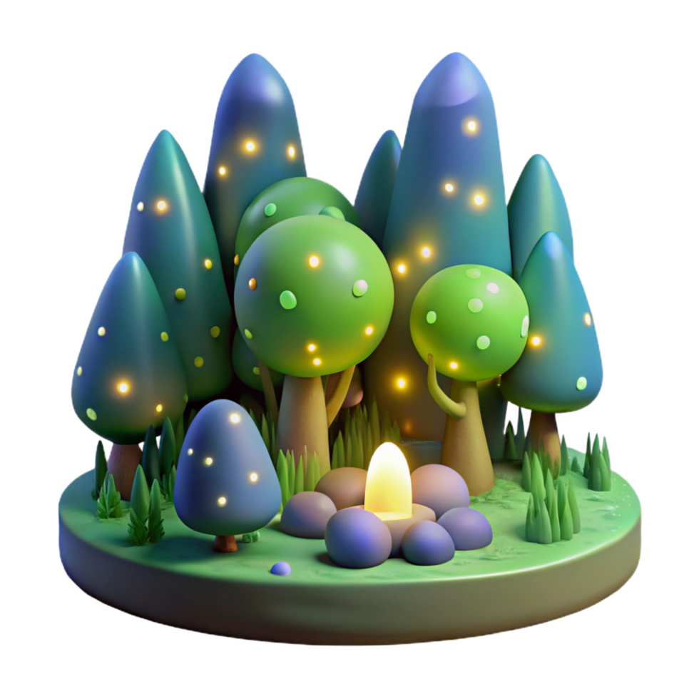 gorgeous dramatic retro A group of fireflies illuminating a dark forest, magical and enchanting, bioluminescent glow, expertly shot png