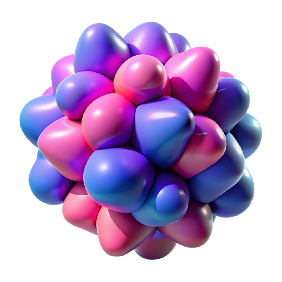 notable gothic A cluster of amorphous shapes in vibrant, contrasting colors, illuminated by a harsh, directional light, in a pop art style studio quality png
