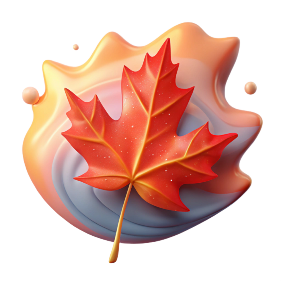 unparalleled abstract A single, perfect red maple leaf falling against a backdrop of a swirling autumnal nebula, lit by the soft glow of a dying star. Artstation trending, hyperrealistic, 8k exclusive png