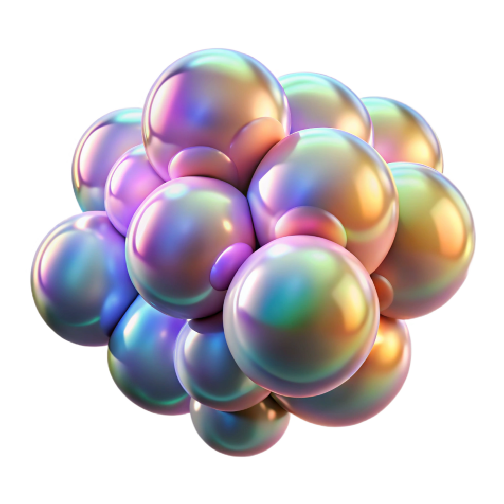 timeless industrial A field of iridescent bubbles floating in zero gravity, illuminated by a soft, multicolored light source fine detail png