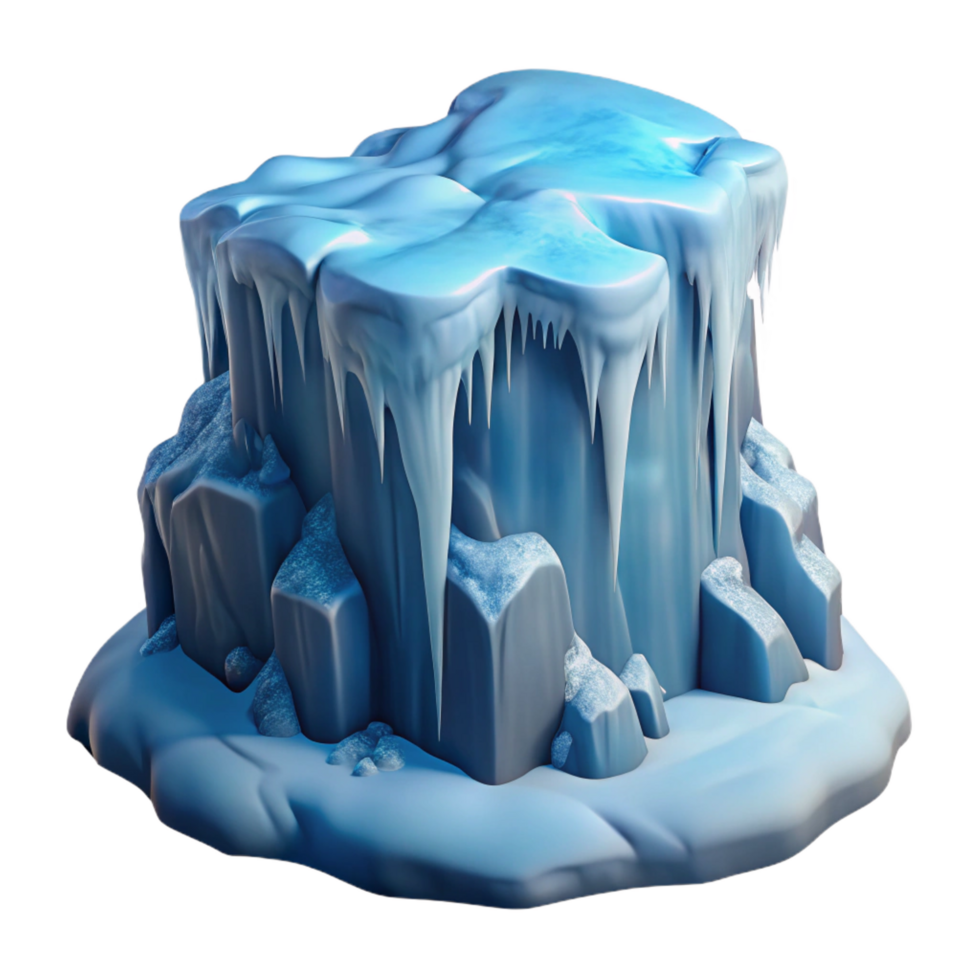 elegant modern A frozen waterfall in winter, cold light, minimalist style, icy textures, elite png