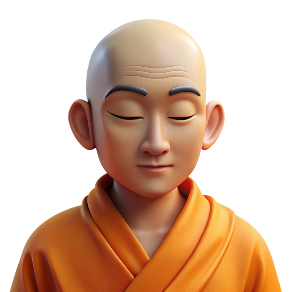 standout vintage Portrait of a serene monk in flowing orange robes, their eyes closed in meditation, lit by the soft glow of candlelight exclusive png