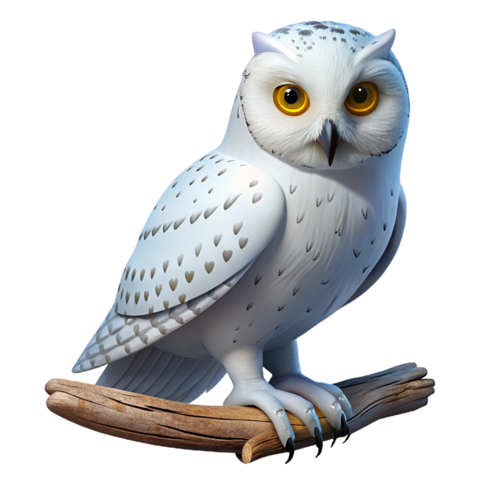 fascinating acclaimed A majestic snowy owl perched on a snow covered branch, under a clear, starlit night sky, detailed and realistic png