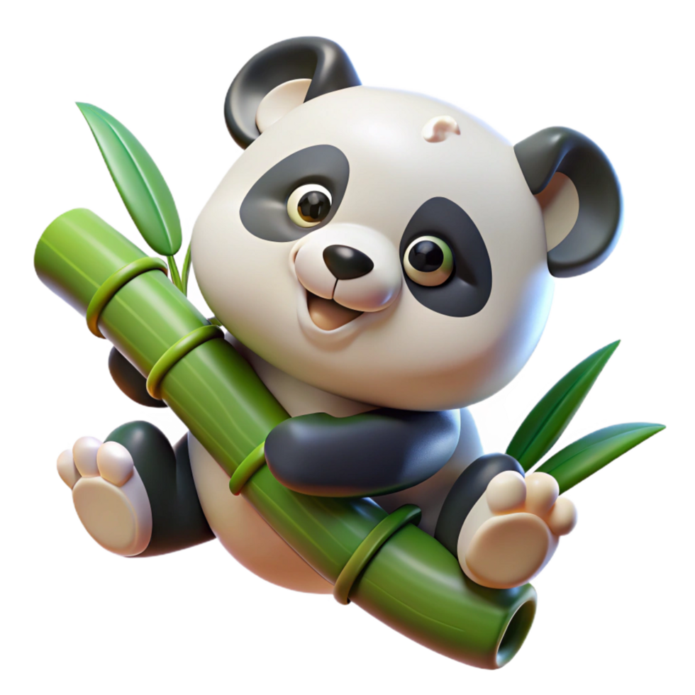 radiant renaissance A playful panda cub rolling in bamboo leaves, soft lighting, adorable style precision png