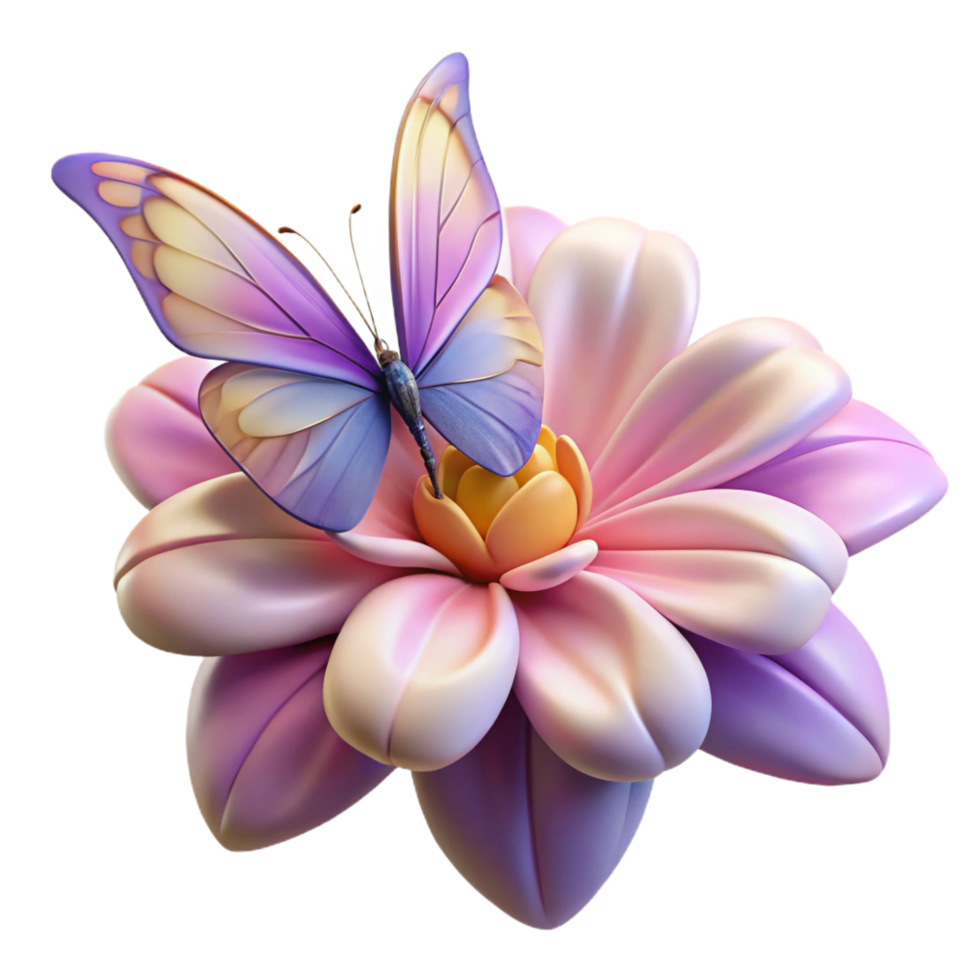 dynamic elegant A delicate butterfly resting on a flower, illuminated by soft, natural light, rendered in a highly detailed, macro style precision png