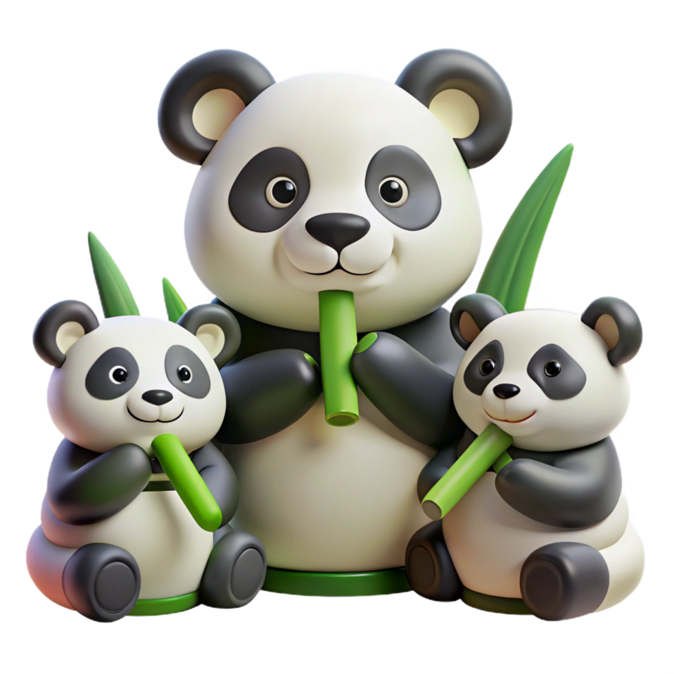 striking creative A family of pandas munching on bamboo, soft diffused lighting, children s book illustration style luxury png