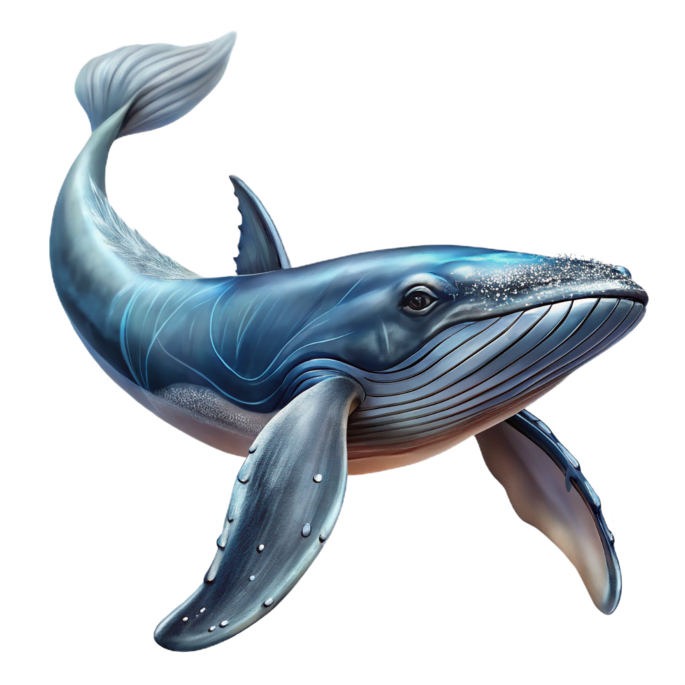 alluring mid century A majestic humpback whale breaching the ocean surface, dramatic lighting, watercolor painting style original png